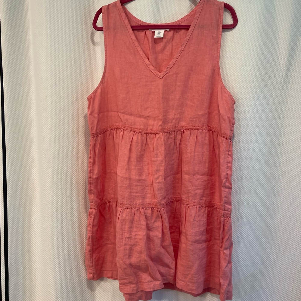 Lucky Brand Coral Pink Tiered Mini Dress